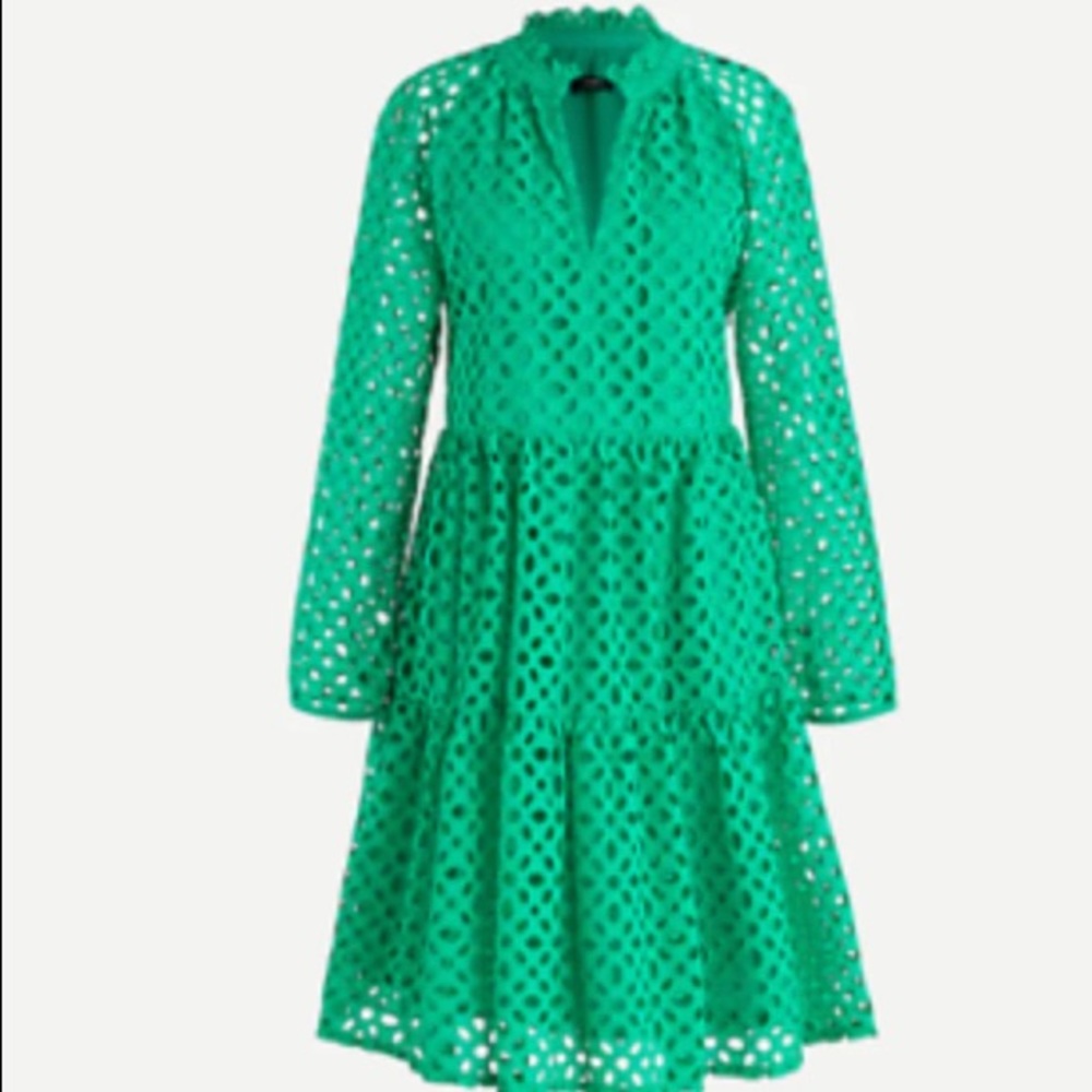 JCrew Kelly Green Tiered Dress L
